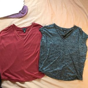 WHBM Bundle short sleeve tops rust & metallic grey